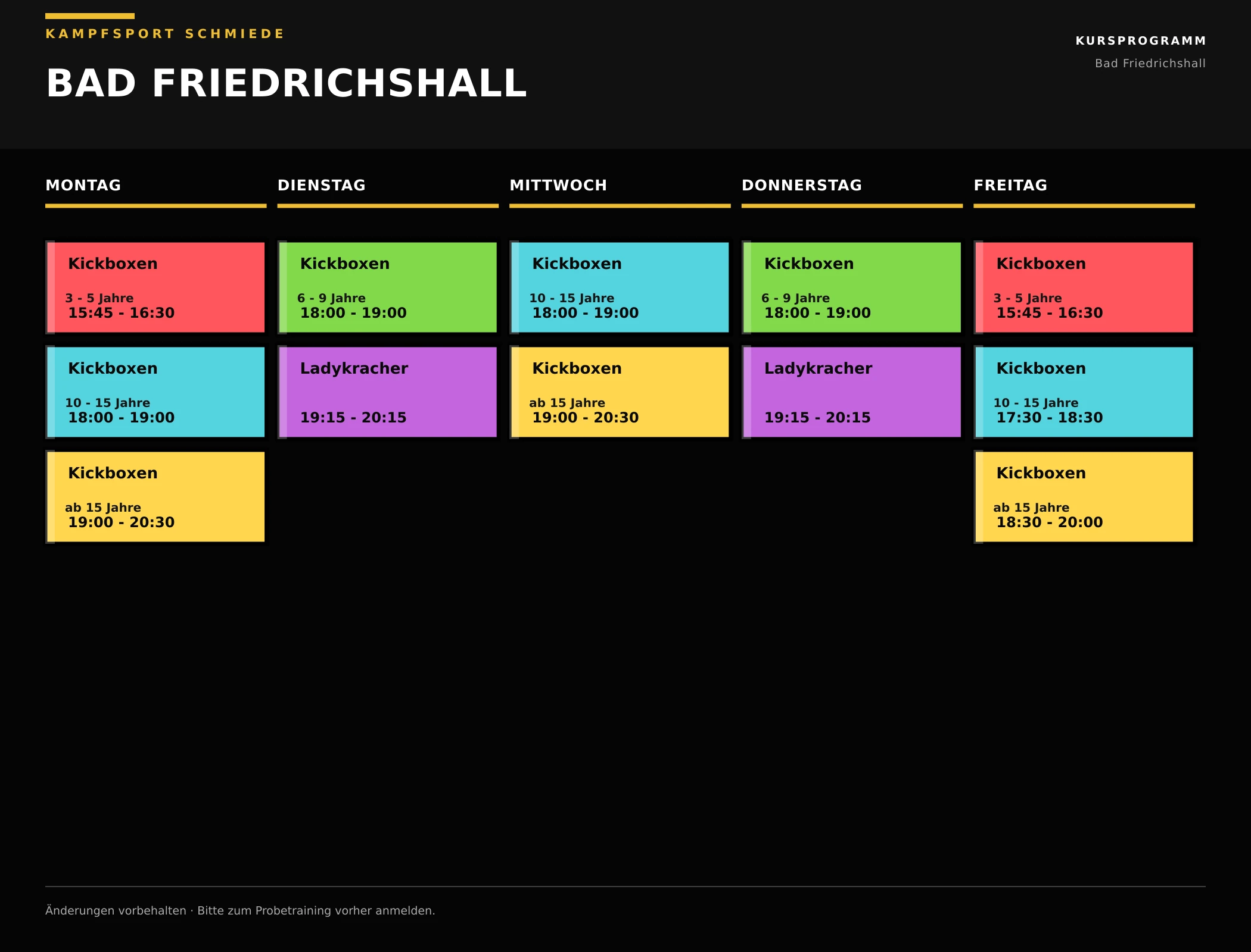 Kursplan Kursplan Bad Friedrichshall